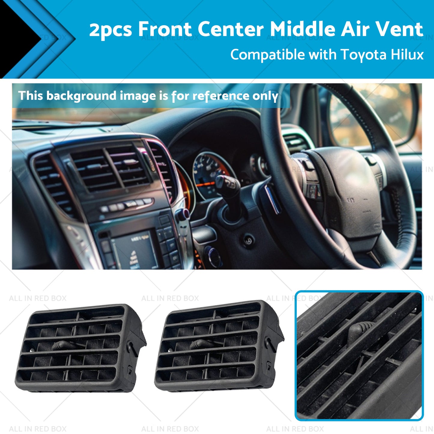 2pc Black Front Center Middle Air Vent Suitable For Toyota Hilux LN145 1997-2004