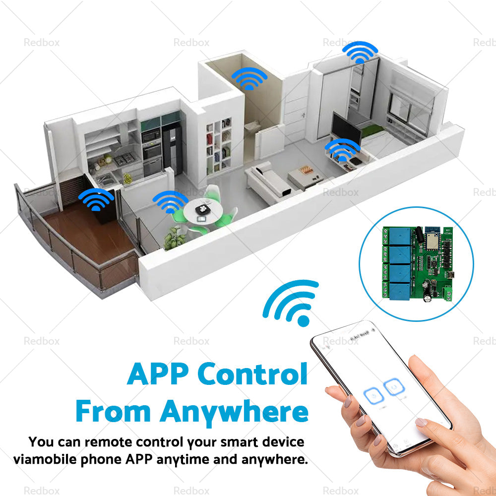 WIFI Bluetooth-compatible AC DC 4 Channel Relay Module Development Board