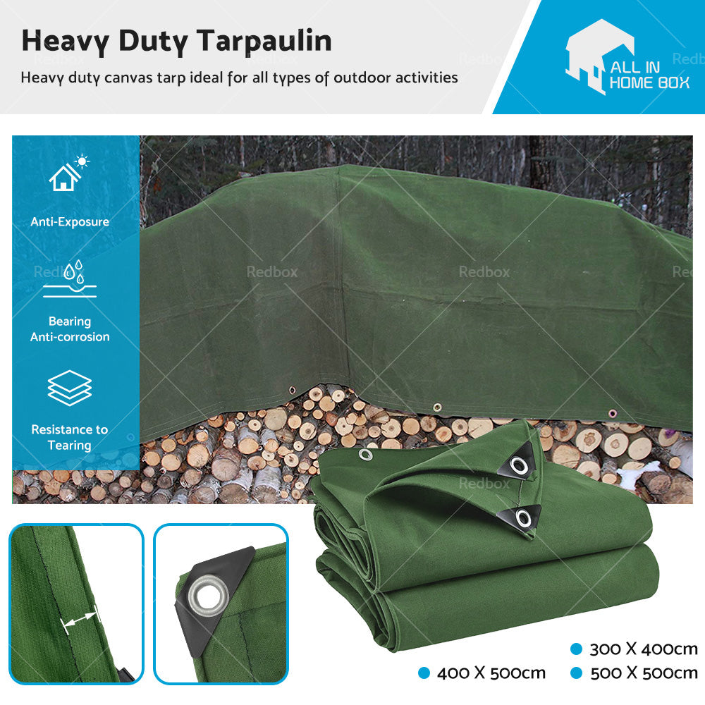 3 Sizes Army Heavy Duty Waterproof Canvas Tarp Tarpaulin Sun Blocked Dustproof