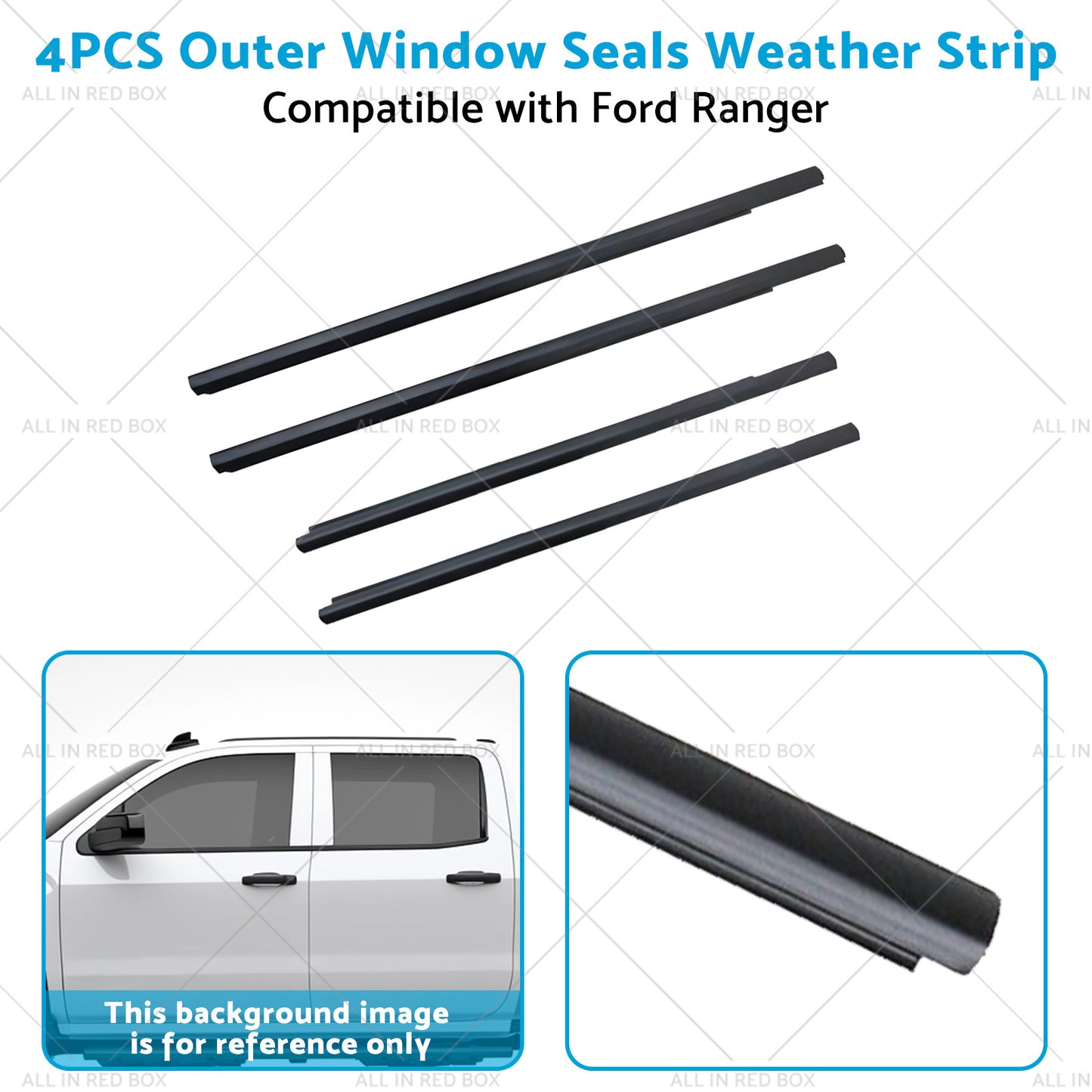 4x Outer Door Window Rubber Seals Suitable for 12-21 Ford Ranger PX XLT