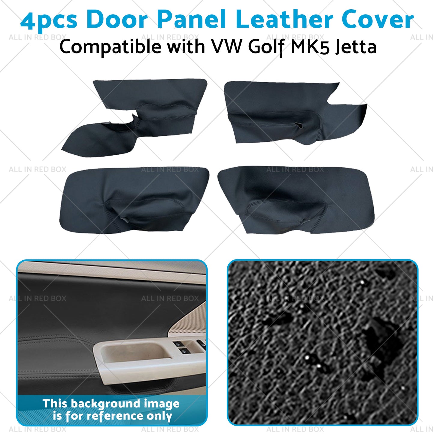 4PCS Black Leather LH RH Door Armrest Panel Cover Suitable For VW Jetta Golf MK5