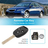 3 Buttons Remote Car Key 433Mhz ID48 Fits For Honda CR-V Accord G8D-382H-A