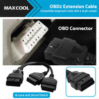 OBD2 16 Pin Splitter Extension Cable Male to Dual Female 12inch  or  30cm Y Lead