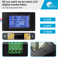 DC 6. 5~100V 20-50-100A LCD Digital Combo Panel Display Volt Amp Power Watt Meter