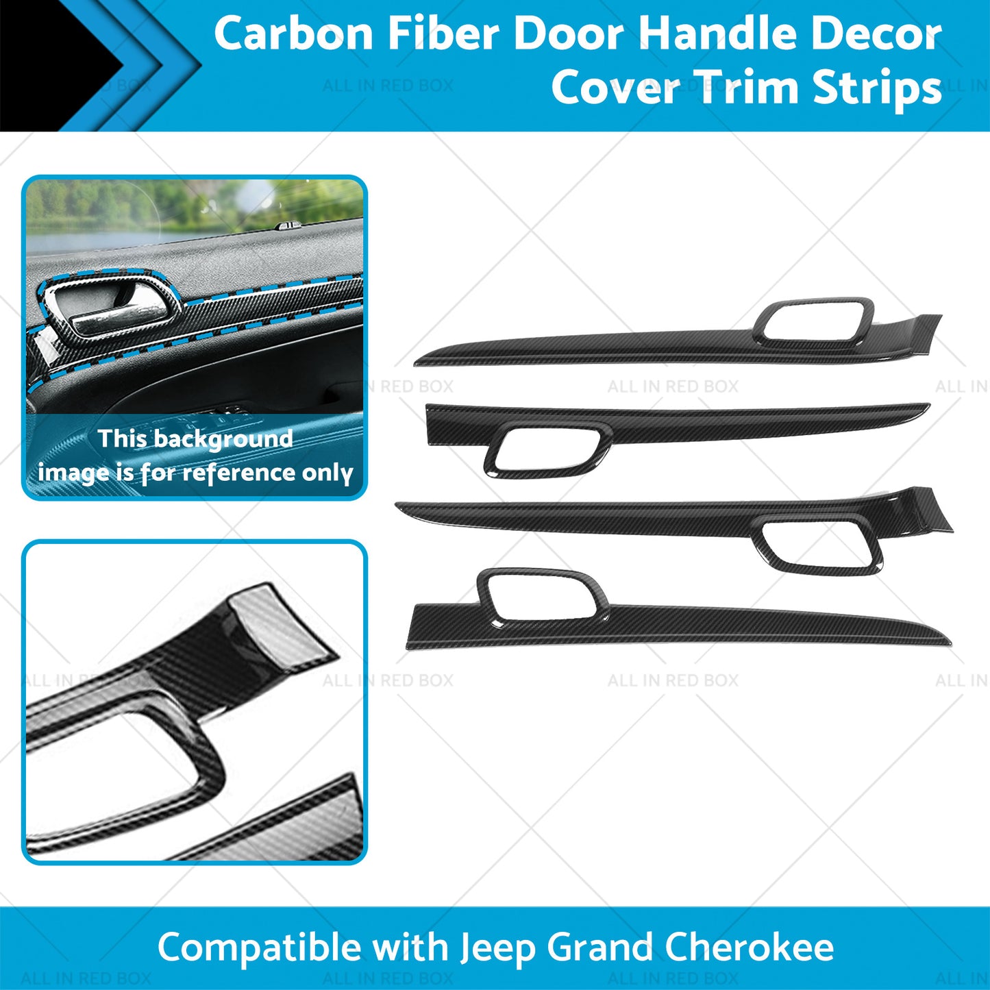 Carbon Fiber Door Handle Decor Cover Trim Strips Suitablefor Jeep Grand Cherokee