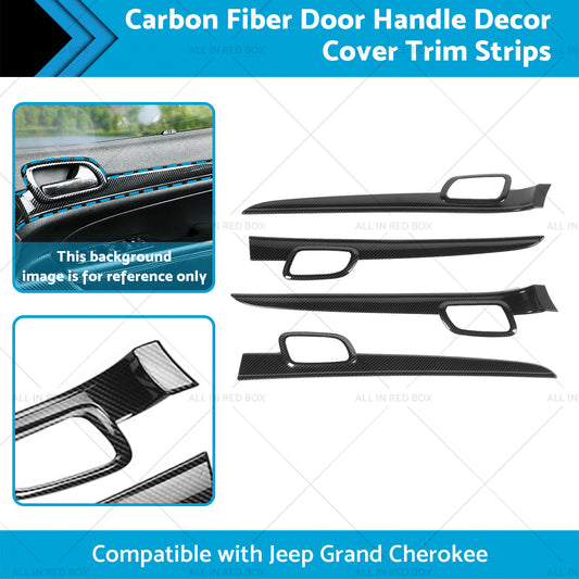 Carbon Fiber Door Handle Decor Cover Trim Strips Suitablefor Jeep Grand Cherokee