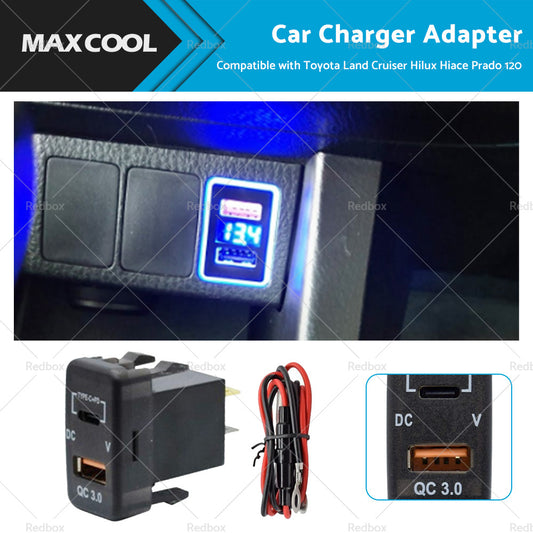 Type-C  USB Car Charger Adapter Voltmeter Suitable For Land Cruiser Prado 120