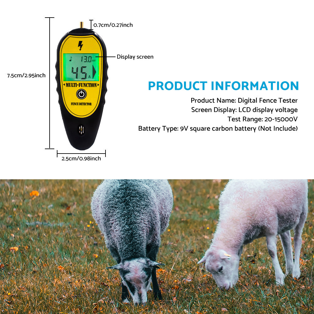 ?15KV Digital Fence Tester Voltmeter Voltage Tester with LCD Display 200V-15000V