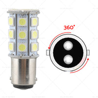 2x 12V BA15D LED White 27 SMD 5050 For Caravan Car Auto Indicator Signal Light