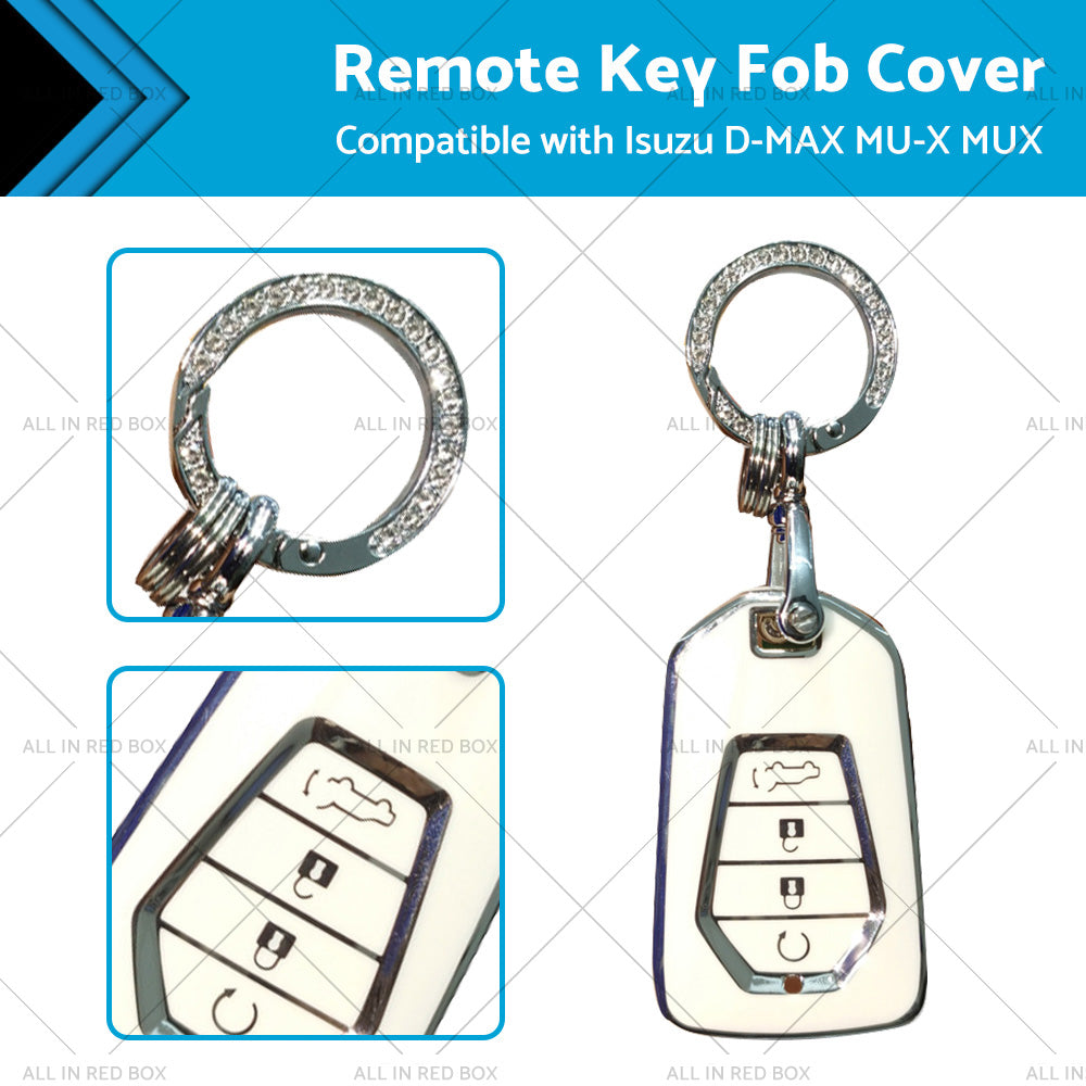 TPU Car Remote Key Fob Cover Suitable for Isuzu D-MAX MU-X MUX 4 Button White