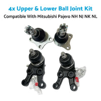 4x Upper & Lower Ball Joint Kit Suitable for Mitsubishi Pajero NH NJ NK NL 91-00