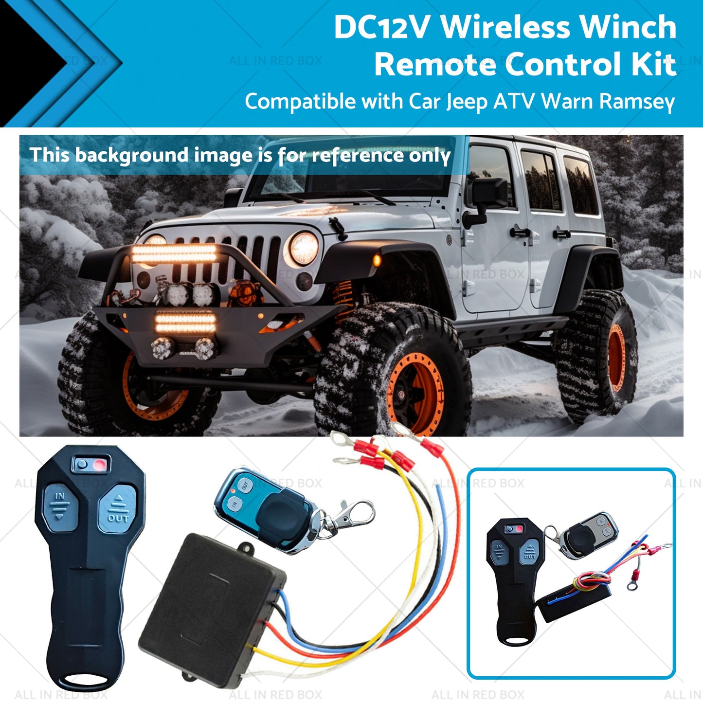 DC12V Wireless Winch Remote Control Kit Suitable for Car Jeep ATV Warn Ramsey