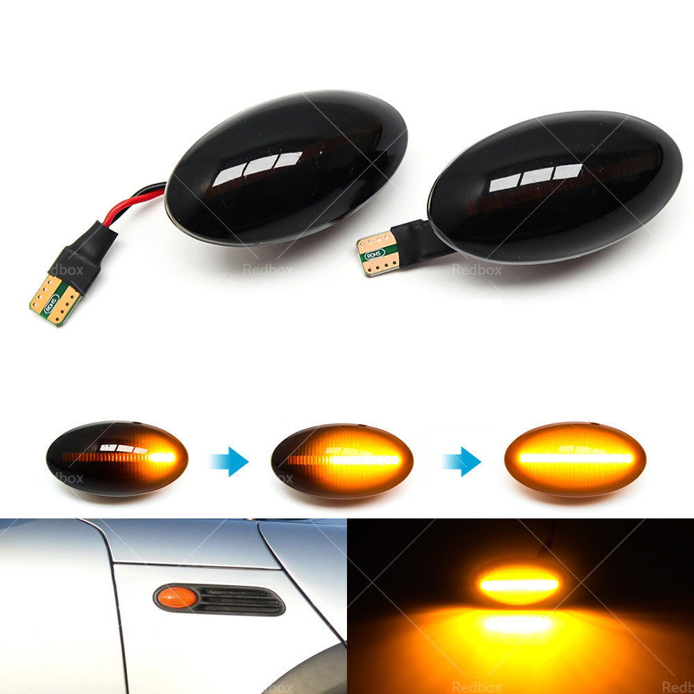 Pair LED Side Indicator Turn Signal Light Lamp For Mini Cooper JCW R50 R53 R52