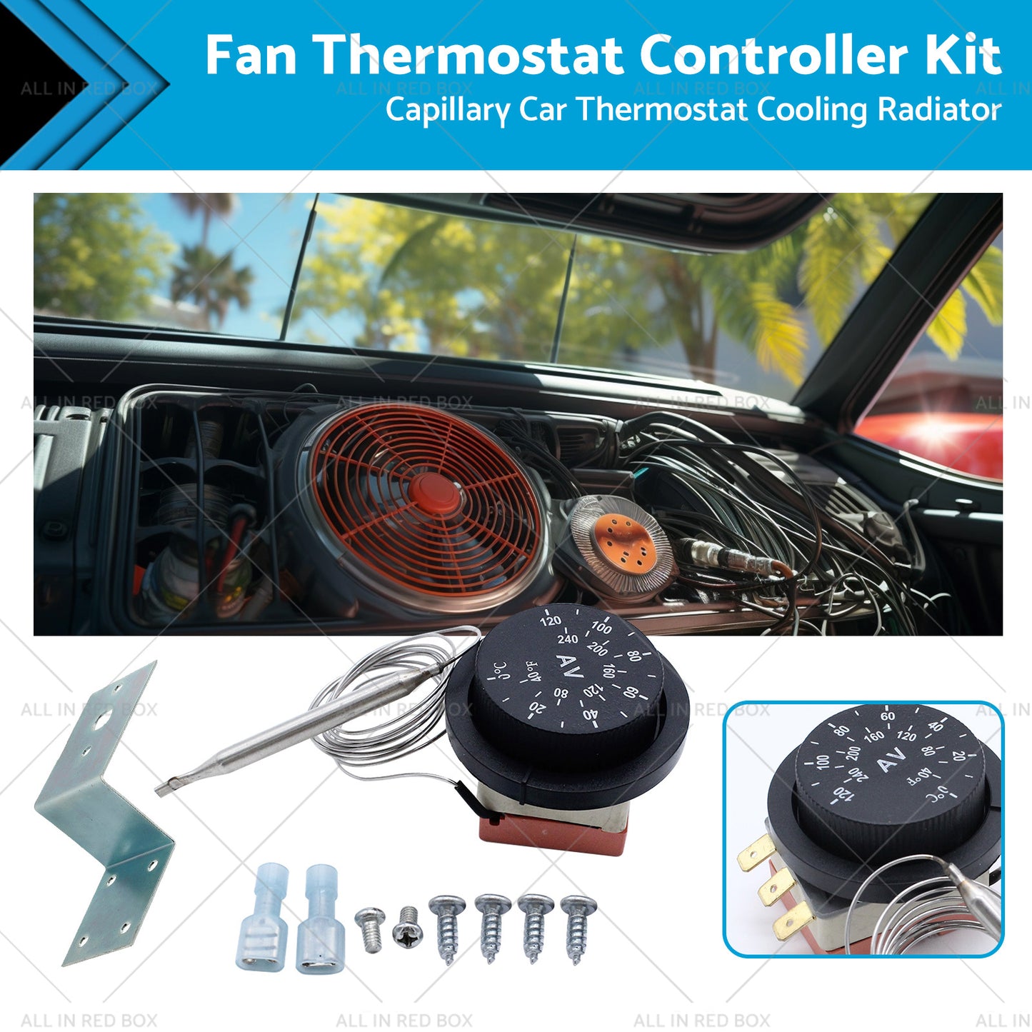 12V Adjustable Fan Thermostat Kit Thermostat Controller Kit 0-120°C AU