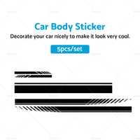 5x Car Side Body Sticker Vinyl Hood Roof Decals Racing Long Stripe Universal