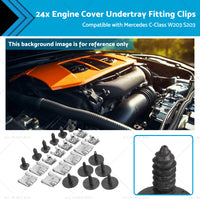 24x Engine Cover Undertray Fitting Clips Suitable for Mercedes C-Class W203 S203