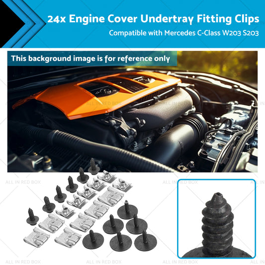 24x Engine Cover Undertray Fitting Clips Suitable for Mercedes C-Class W203 S203