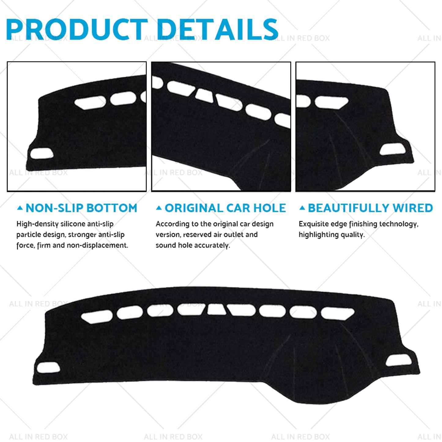 Black Non-Slip Dash Mat Suitable For Skoda Octavia Mk3 2013-2020 Dashboard Cover