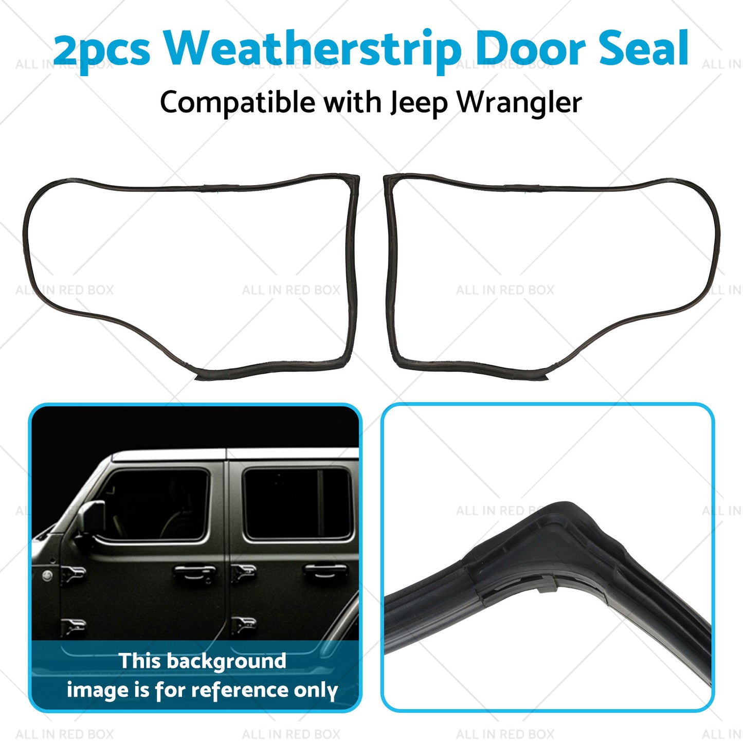 2pcs Front Door Weatherstrip Gasket Seal Suitable For Jeep Wrangle JK 2007-2018