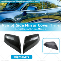 2x Real Carbon Fiber Wing Side Mirror Cover Trim Suitable For Tesla Model S