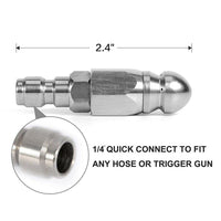 Stainless Steel Sewer Jetter Nozzle For Pressure Washer w or 1 or 4''Connect for Drain