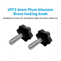 Pair 6mm Plum Blossom Carefree Awning Brace Locking Knob Suitable For Caravan RV