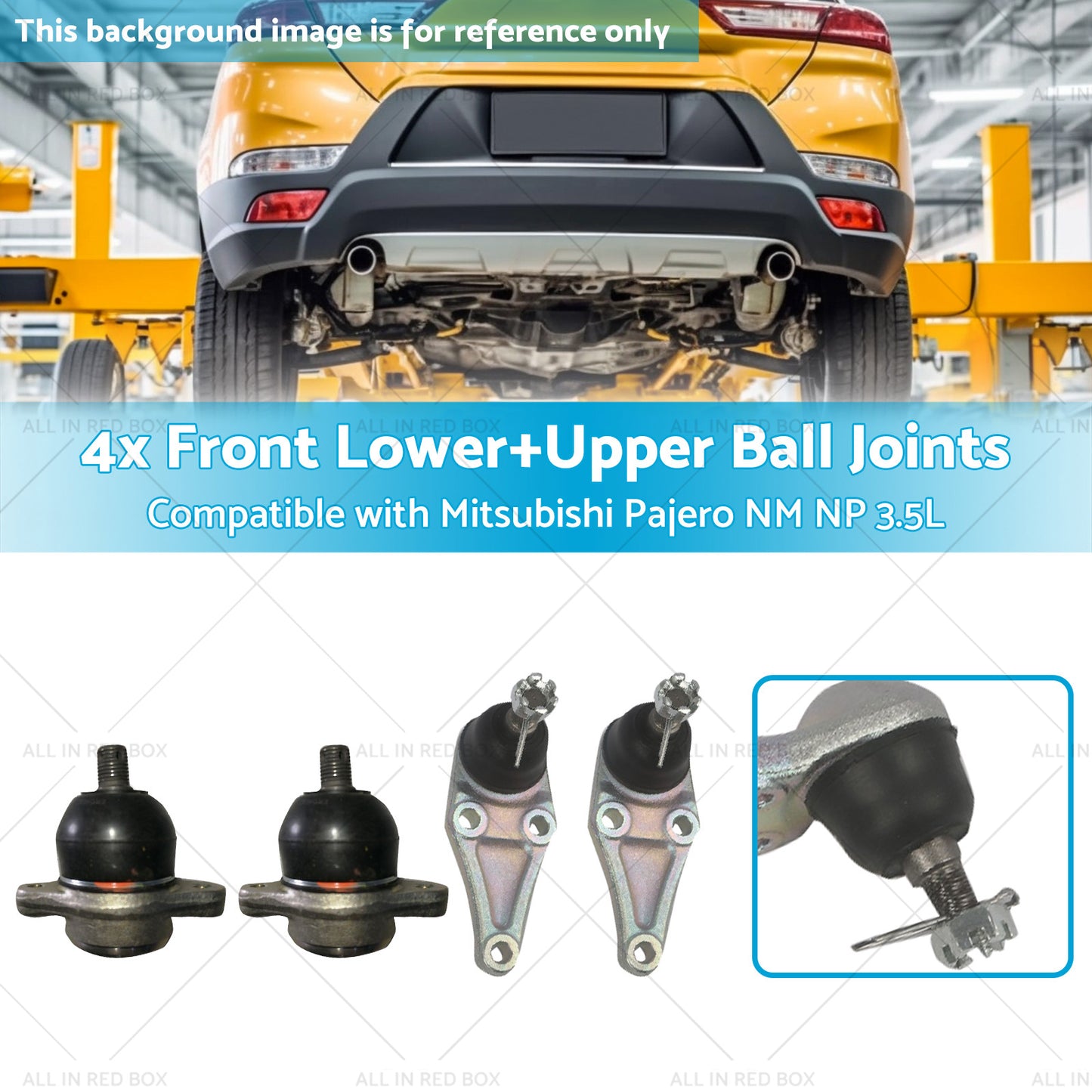 4x Front LowerUpper Ball Joints Suitable for Mitsubishi Pajero NM NP 3. 5L 00-11