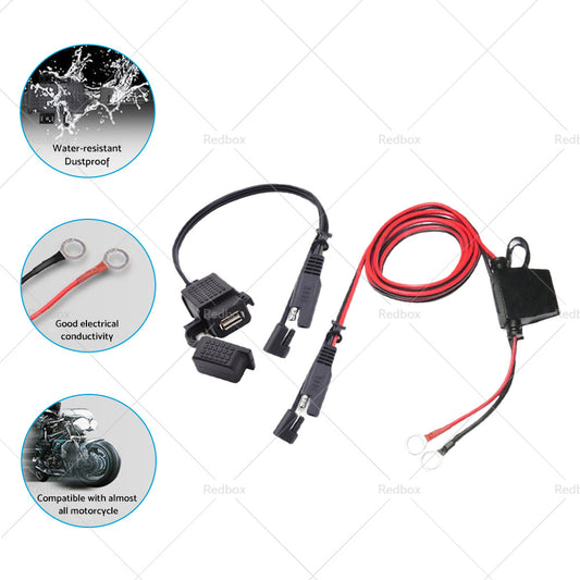 2PCS Waterproof Motorcycle Bike SAE to USB Charger Cable Adapter for GPS Phone