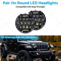 Pair 7In Round LED Headlights Hi Lo DRL Beam Headlamps Sealed Suitablefor Patrol