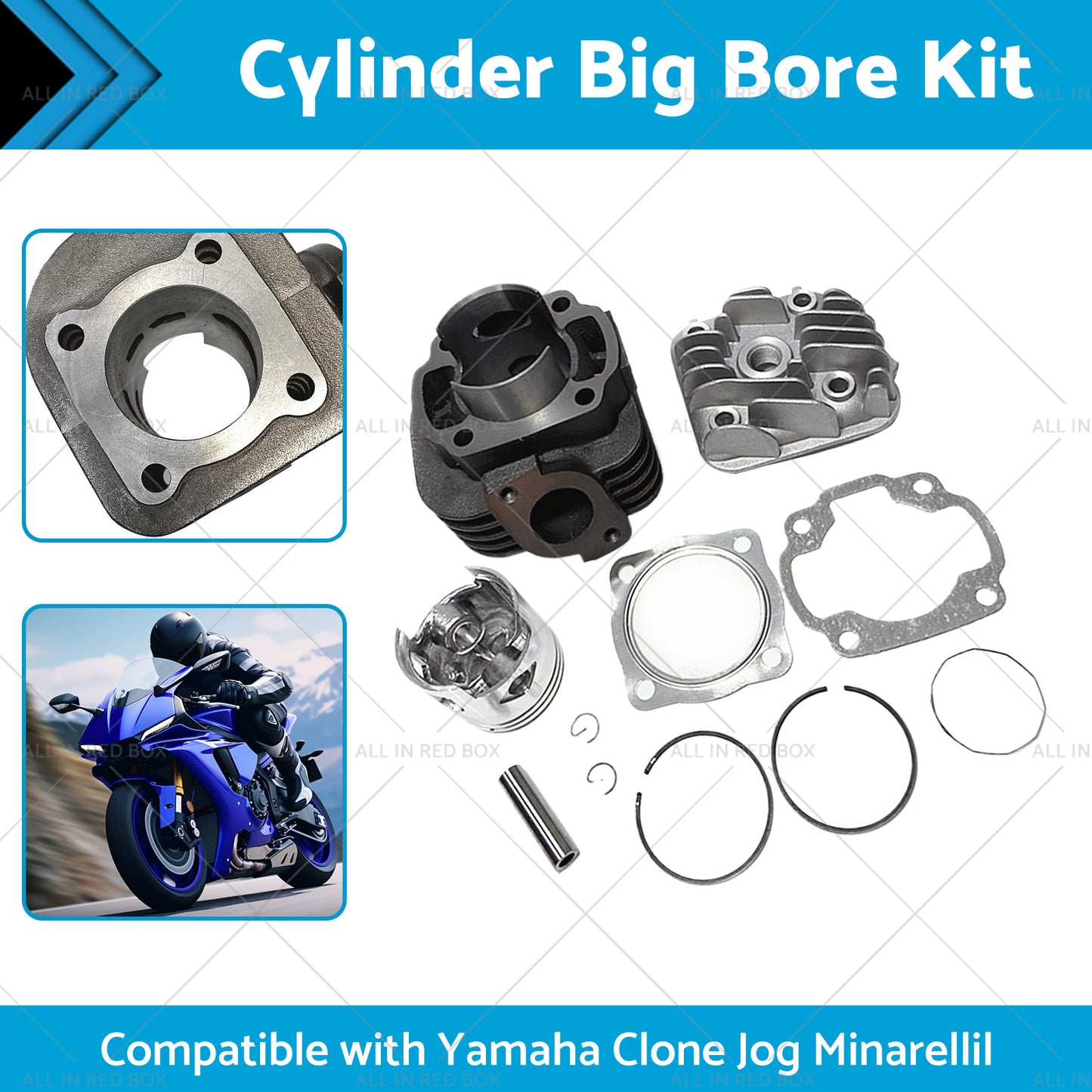 47mm Big Bore Head Cylinder Piston Kit Suitable for Yamaha Clone Jog50 to 70CC