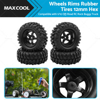 Wheels Rims Rubber Tires 12mm Hex Suitable For 1 or 10 Off-Road RC Rock Buggy Truck