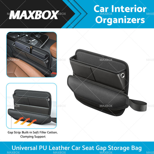 Car Seat Gap Storage Bag Organizer PU Leather With Exclusive Charging Cable Hole