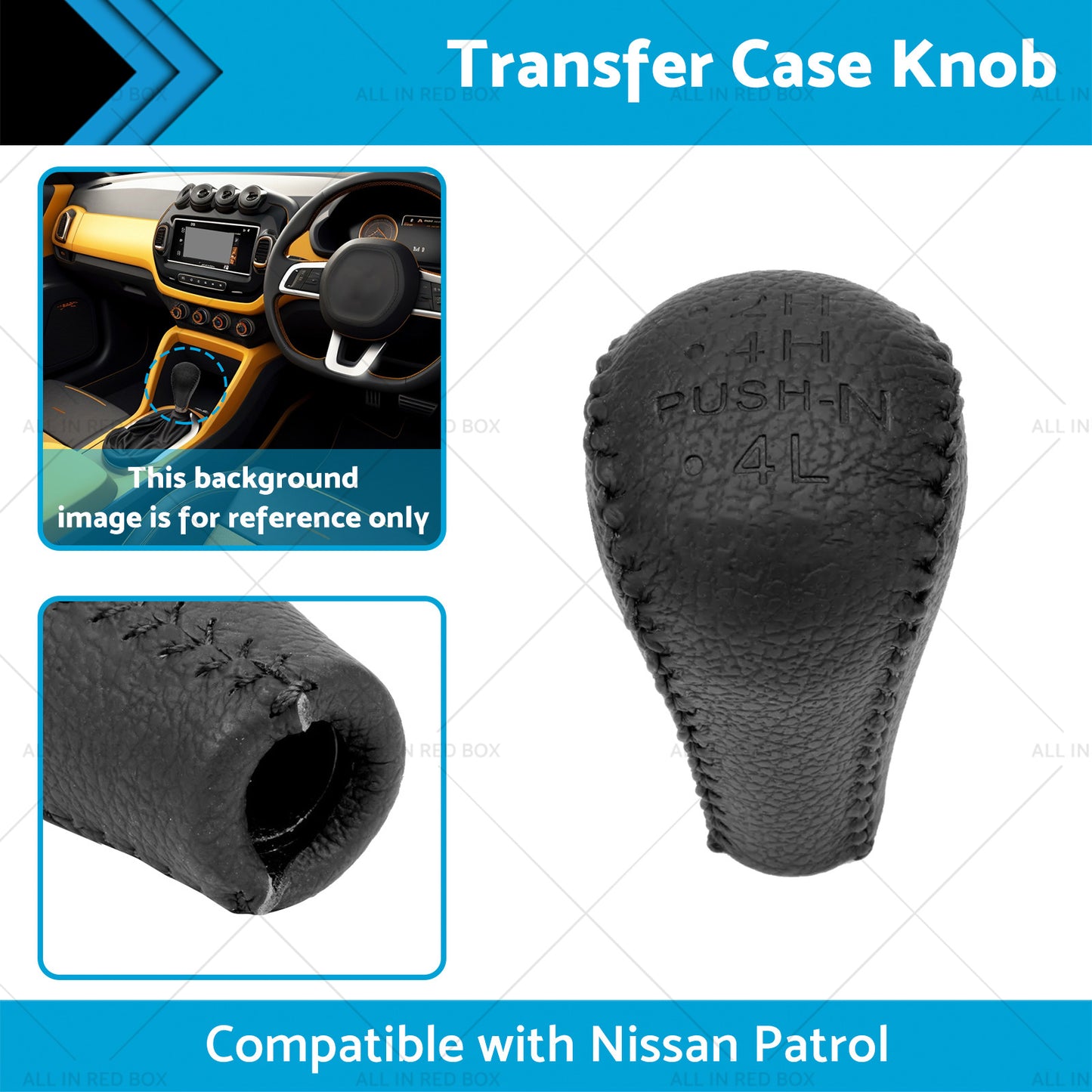 1PCS Black Leather Transfer Case Knob Suitable for Nissan Patrol GU Y61 GQ Y62