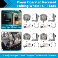 4 Set Chrome Power Operated Recessed Folding Whale Tail T-Lock Handle Toolbox