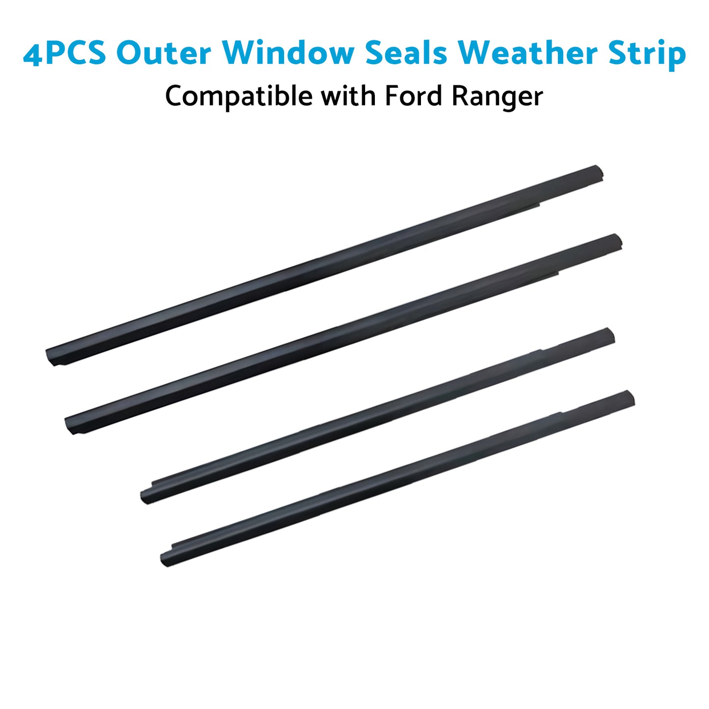 {{ 4x Outer Door Window Rubber Seals Suitable for 12-21 Ford Ranger PX XLT }} - Buy Car Parts Online at {{ Kaka Auto Parts }}.