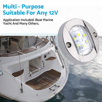 4X Round LED Marine Boat Cabin Deck Walkway Courtesy Lights White Stern Light