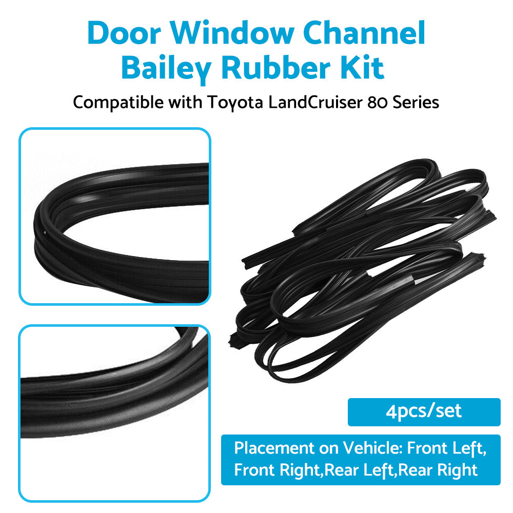 Door Window Channel Bailey Rubber Kit Suitable For Toyota LandCruiser 80 Series