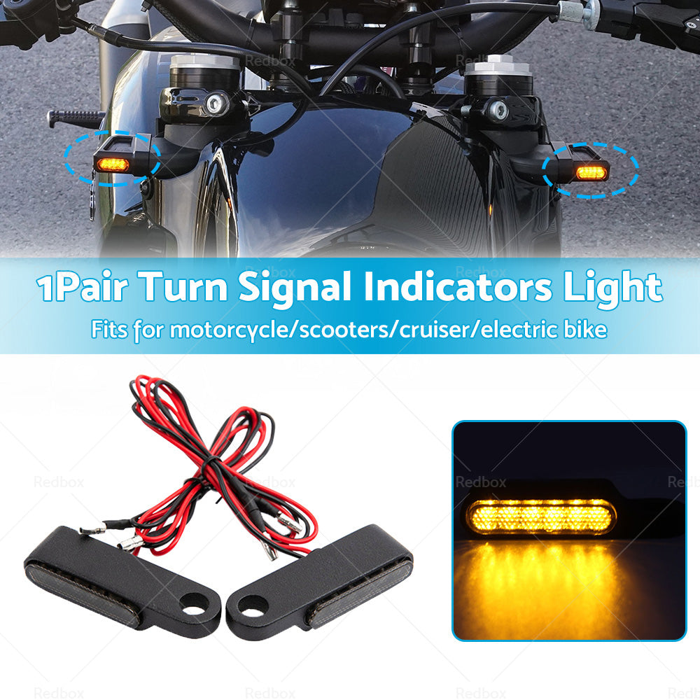 2X Black Motorcycle LED Mini Turn Signal Blinker Light Amber For Harley Davidson