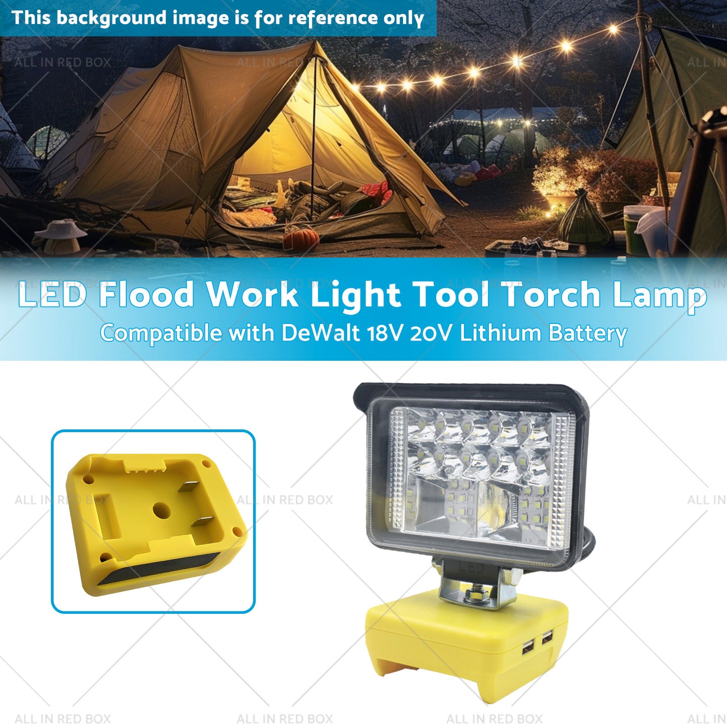 Torch Lamp LED Flood Work Light Tool Suitable for DeWalt 18V 20V Lithium Battery