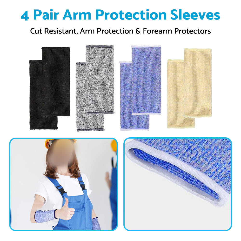 4 Pair Cut Resistant Sleeves Arm Protection Sleeves Forearm Protectors 4 Colors