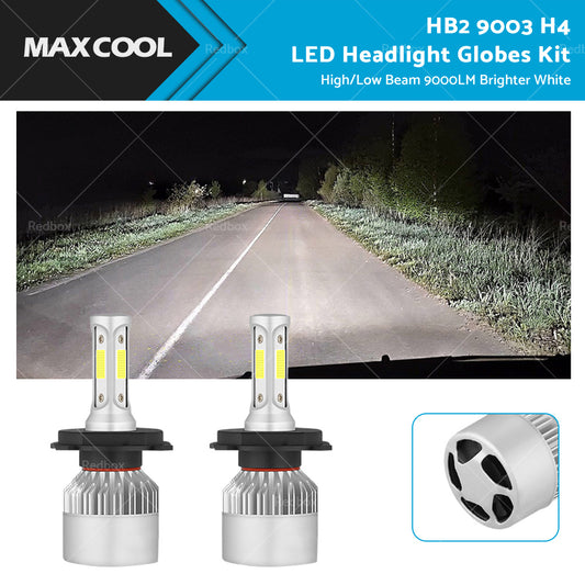 2x HB2 9003 H4 LED Headlight Globes Kit Hi or Low Beam 9000LM Brighter White