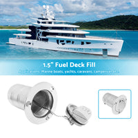 1. 5 inch  Fuel Deck Fill Keyless Polished Fuel Filler Stainless Steel For Marine Boat