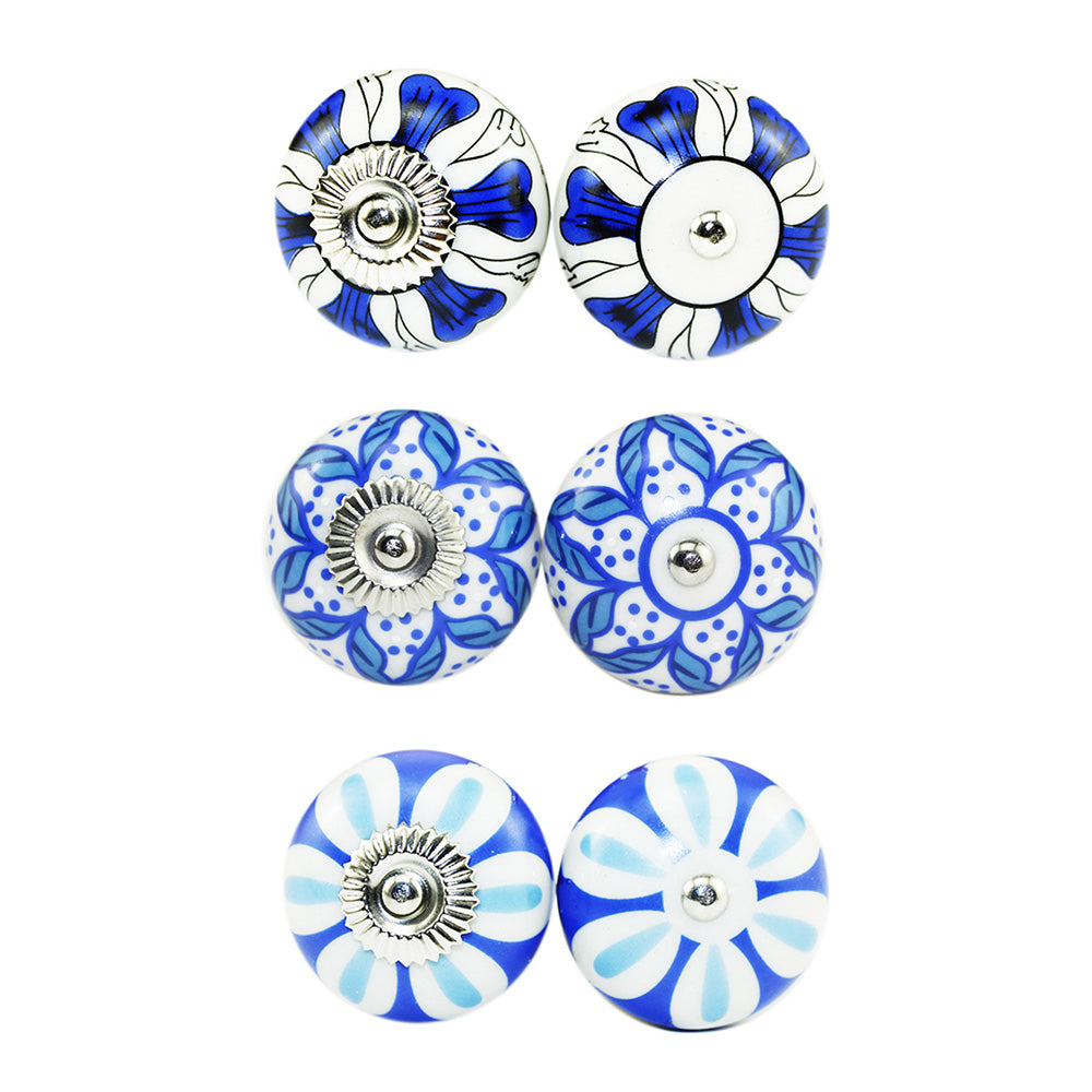 6 Pcs Cupboard Door Knobs Handles Drawer Pull Vintage Ceramic Knob Shabby Chic