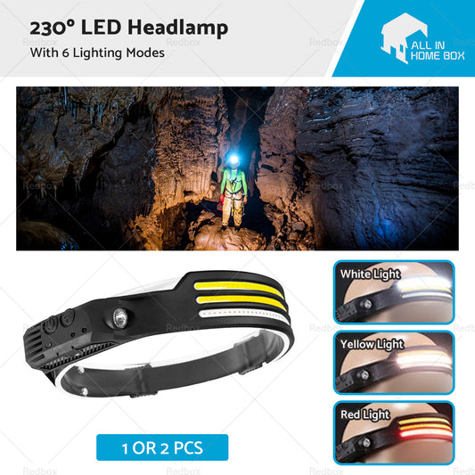 230º LED Headlamp Head Torch Headlight Rechargeable Super Bright