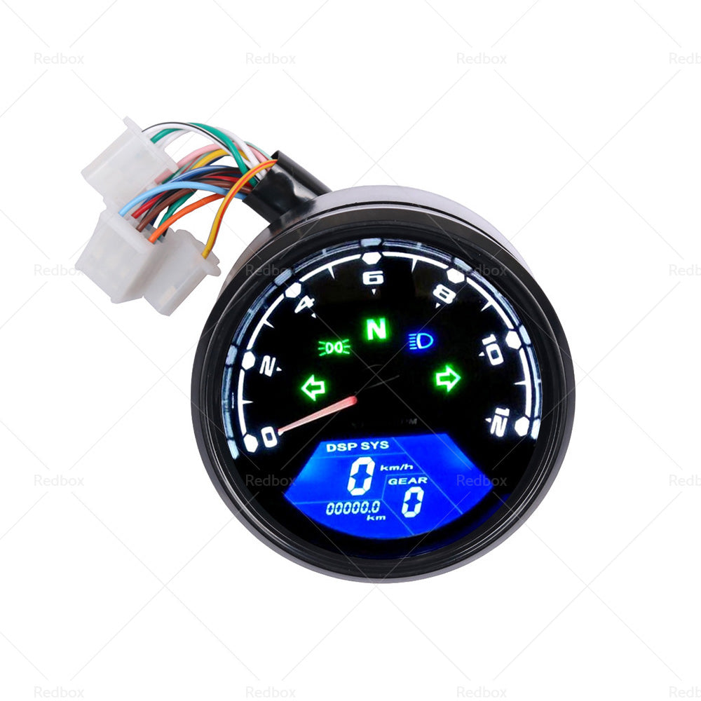 Universal Digital Motorcycle Odometer Speedometer Tachometer Gauge LCD Backlight