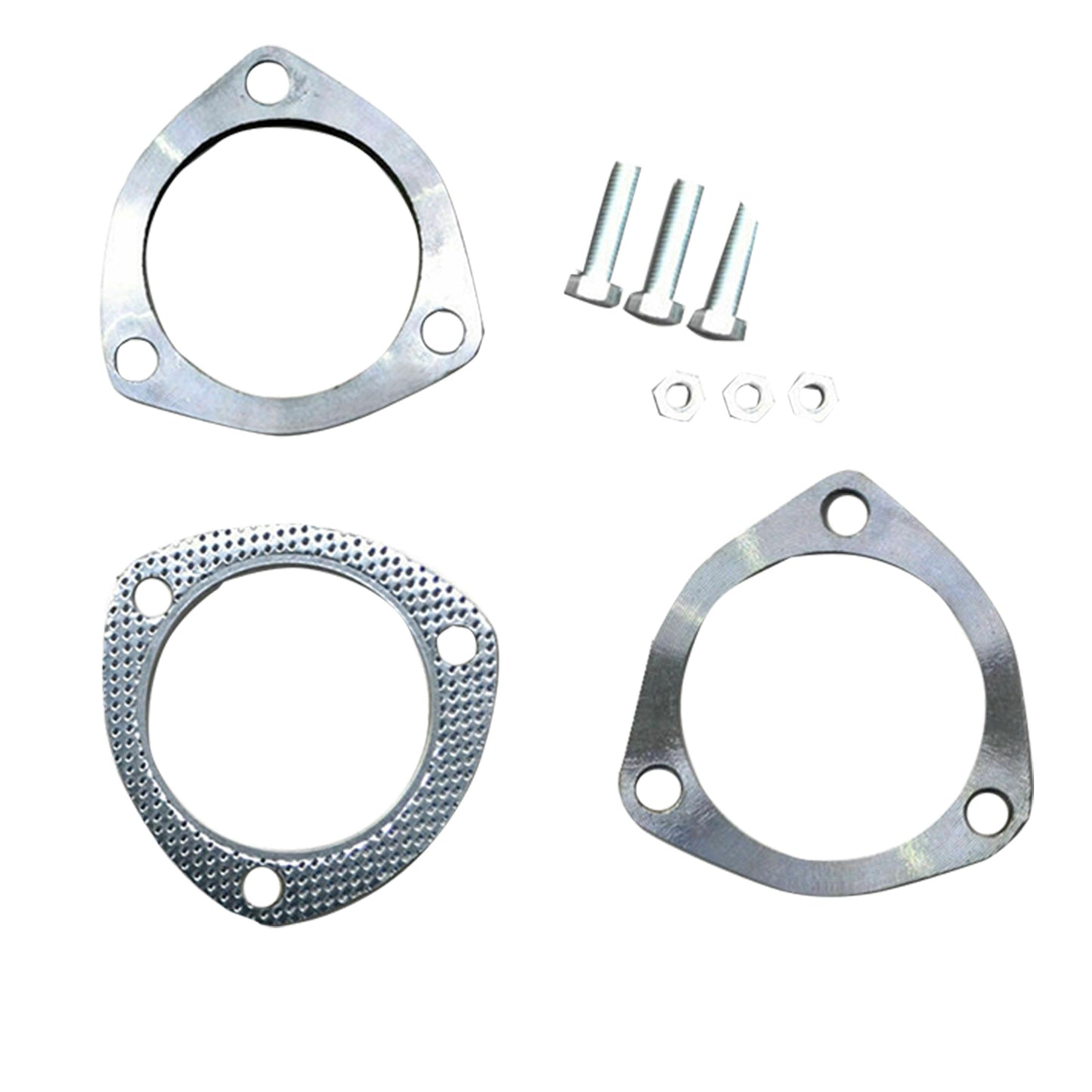 Universal Exhaust Flange Plate Set 304 Stainless Steel 2.5" 63mm 3 Bolt Gasket