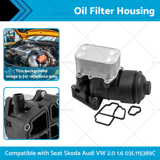 1x Oil Filter Housing Filter Cap  and Gasket Suitable For Seat Skoda Audi VW 2.0 1.6