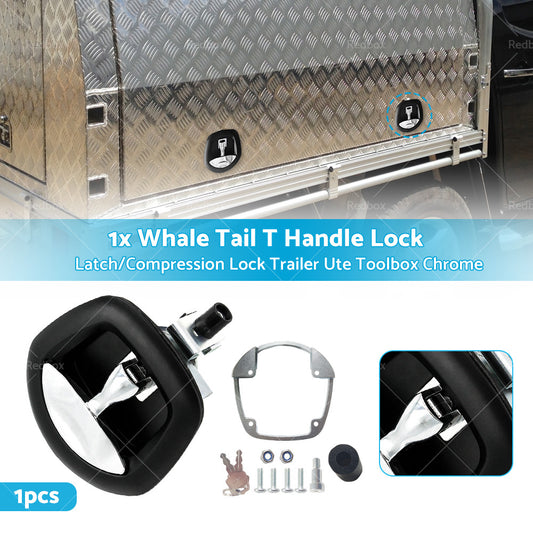 1x Whale Tail T Handle Lock Latch or Compression Lock Trailer Ute Toolbox Chrome