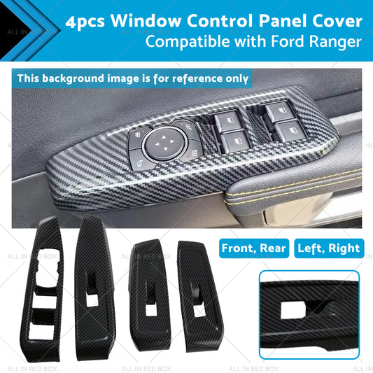 Suitable For Ford Ranger Carbon Car Window Control Panel Switch Cover 4pcs