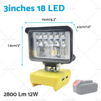 Torch Lamp LED Flood Work Light Tool Suitable for DeWalt 18V 20V Lithium Battery